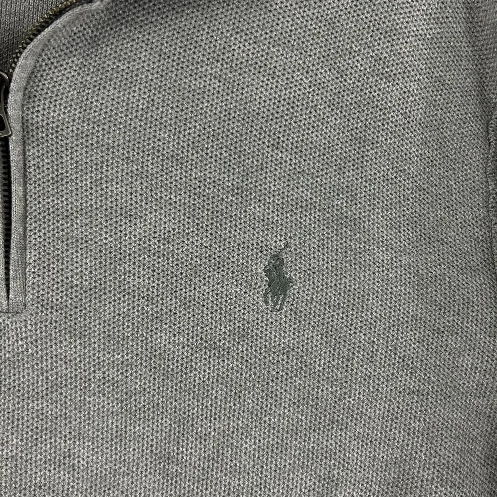 Polo Ralph Lauren Sweater Mens Large Gray 1/4 Zip Mock Neck Pima Cotton Preppy